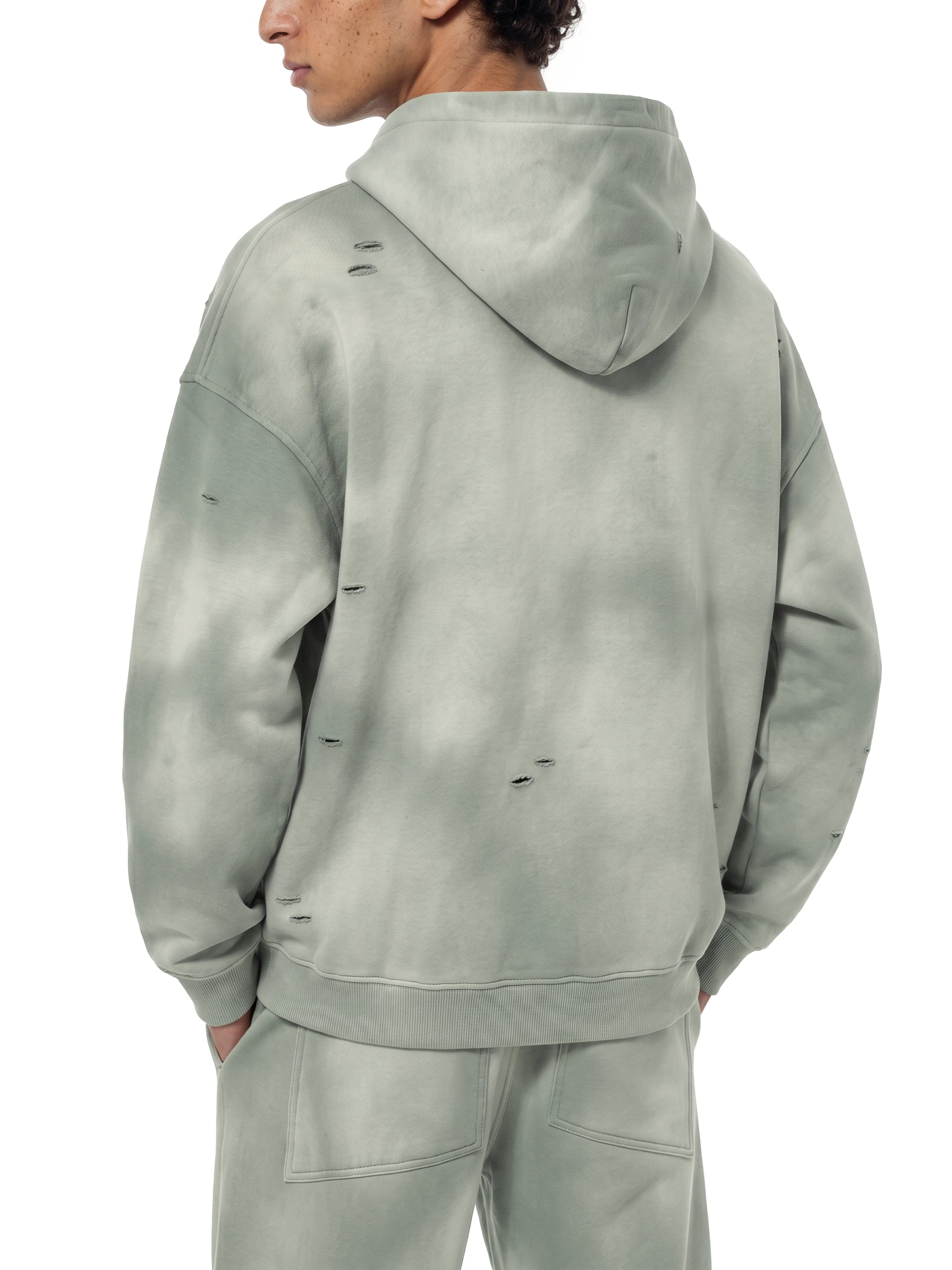 Biba Krown Empire Unisex Sunfade Frayed Fleece Hoodie