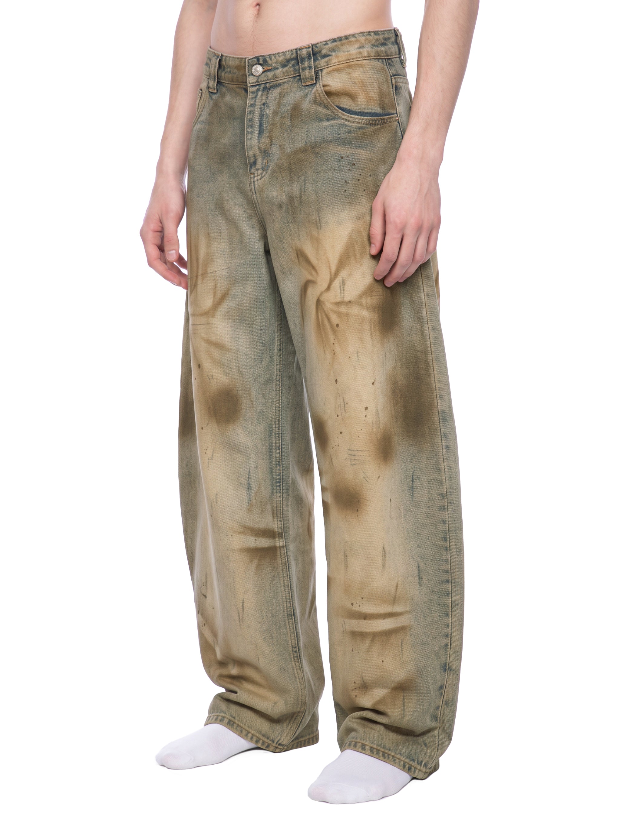 Men’s Vintage Wash Barrel Leg Jeans BIBE KROWN Empire Men's Vintage Wash Jeans