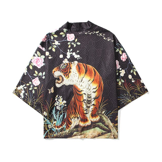 i Japanese Style Anime Tiger Cardigan Kimono Cosplay Harajuku Women Men Yukata Streetwear White Traditional Robe Tops