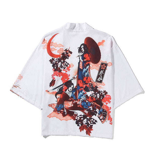i Japanese Style Anime Tiger Cardigan Kimono Cosplay Harajuku Women Men Yukata Streetwear White Traditional Robe Tops